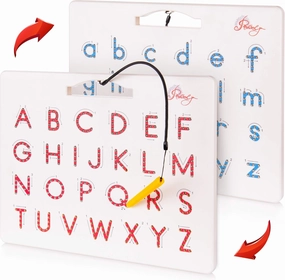 Magnetic Alphabet Tracing Board - double-sided upper & lower case Magnetic Drawing Board, ABC magnets for learn to write with magnetic pen, STEM toy letters learning, good for homeschooling