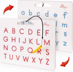 Magnetic Alphabet Tracing Board - double-sided upper & lower case Magnetic Drawing Board, ABC magnets for learn to write with magnetic pen, STEM toy letters learning, good for homeschooling