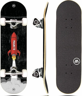 Magneto Complete Skateboard | 6-Layer Canadian Maple Double Kick Concave Deck | Beginners, and Teens