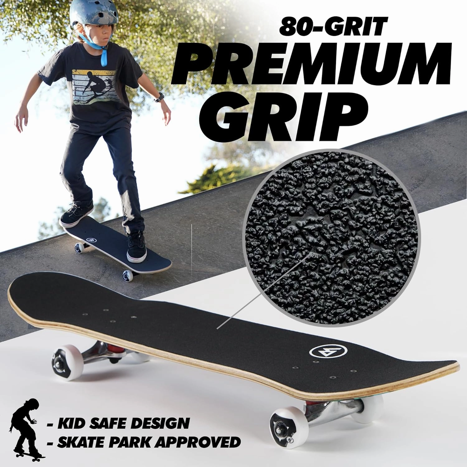 Magneto Complete Skateboard | 6-Layer Canadian Maple Double Kick Concave Deck | Beginners, and Teens