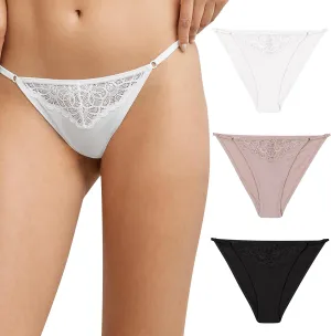 Maidenform Women's M Adjustable String Bikini Underwear, No-show Panties, Multi-way Straps, 3-pack
