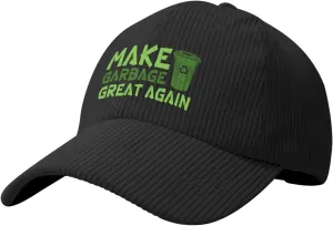 Make Garbage Great Again Corduroy Baseball Cap Adjustable Sports Hat Trucker Caps Outdoor Women Men1 Black