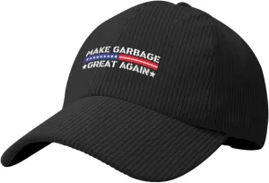 Make Garbage Great Again Corduroy Baseball Cap Adjustable Sports Hat Trucker Caps Outdoor Women Men3 Black