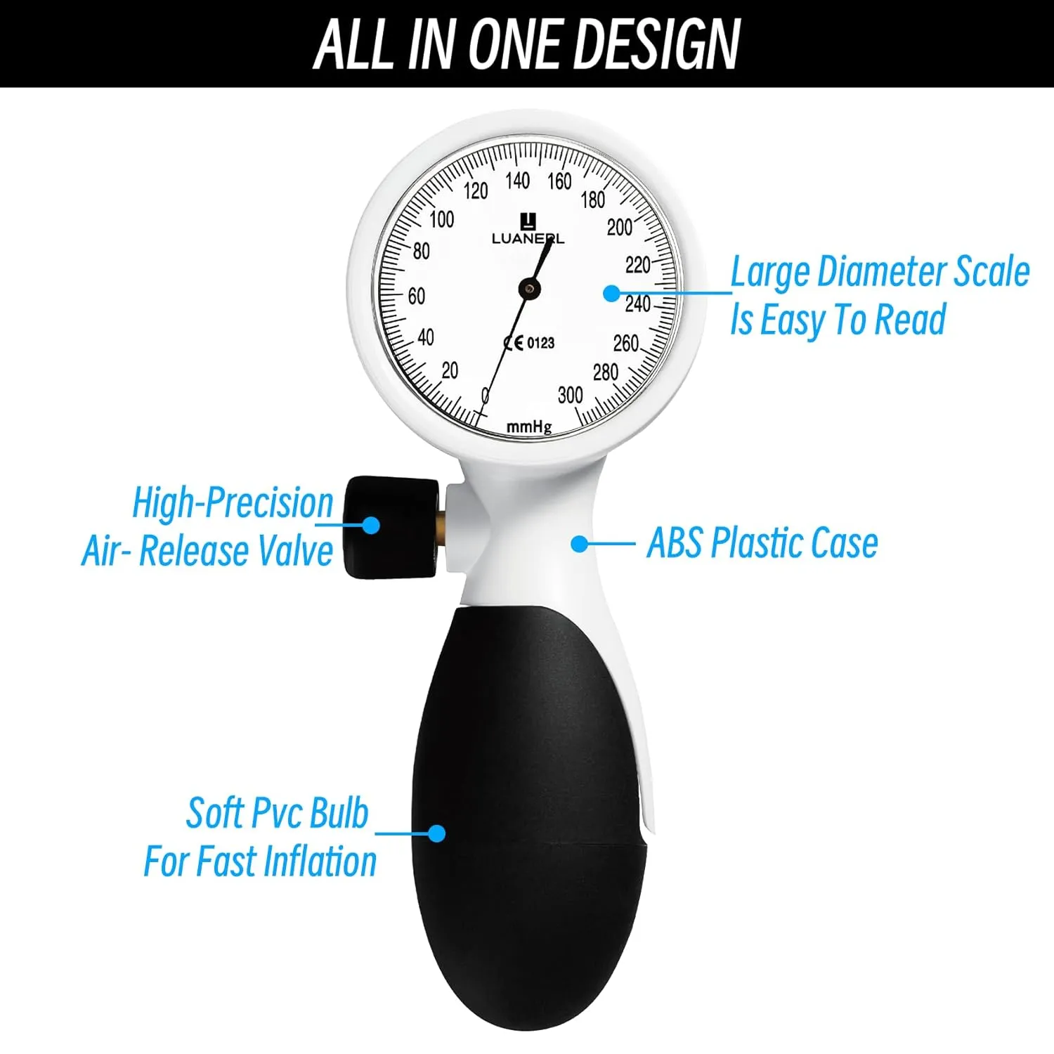 Manual Blood Pressure Cuff Adult 9”-21” Inches (22-53CM) (Large/XL)- Aneroid Sphygmomanometer -Extra Large with Integrated Bulb, Dial and Air Valve, Comfort Cuff | for Clinical or Home Use