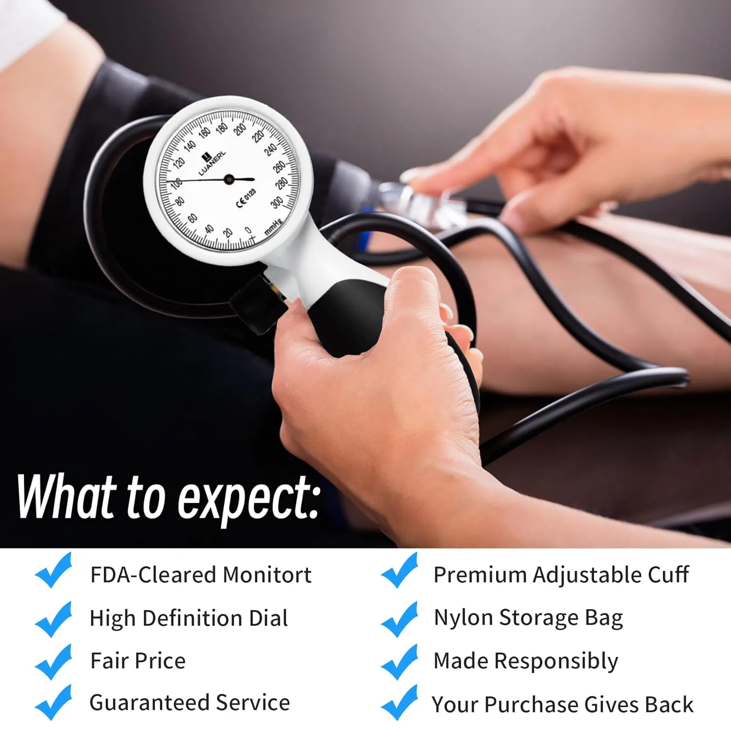 Manual Blood Pressure Cuff Adult 9”-21” Inches (22-53CM) (Large/XL)- Aneroid Sphygmomanometer -Extra Large with Integrated Bulb, Dial and Air Valve, Comfort Cuff | for Clinical or Home Use