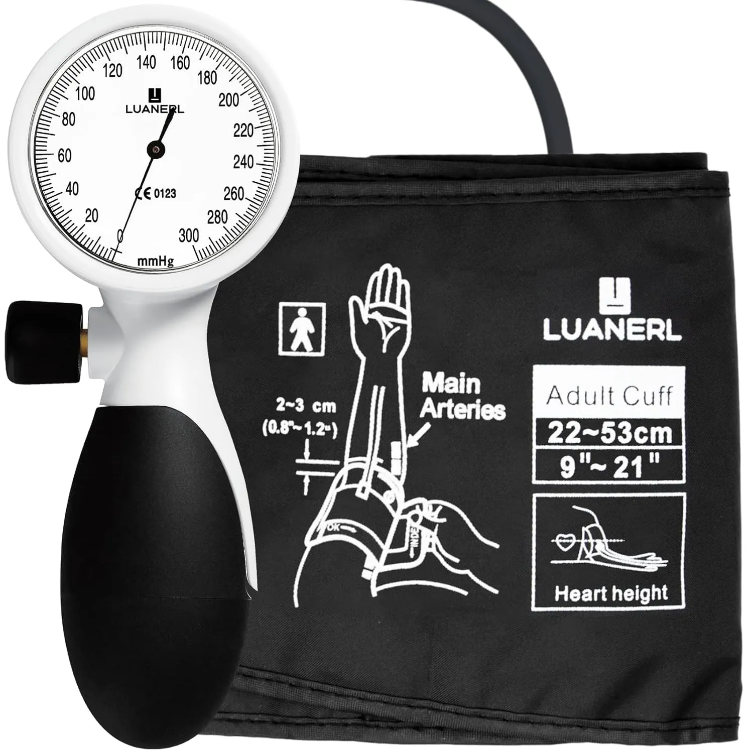 Manual Blood Pressure Cuff Adult 9”-21” Inches (22-53CM) (Large/XL)- Aneroid Sphygmomanometer -Extra Large with Integrated Bulb, Dial and Air Valve, Comfort Cuff | for Clinical or Home Use