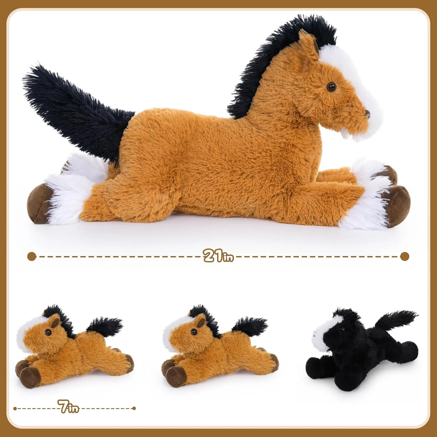 MaoGoLan 4 Pcs Horse Plush Stuffed Animal,Large Stuffed Mommy Horse with Babies Pony Toys Plushies, Pony Stuffed Animal Bulk for Kids Christmas Birthday Gift 21 inches