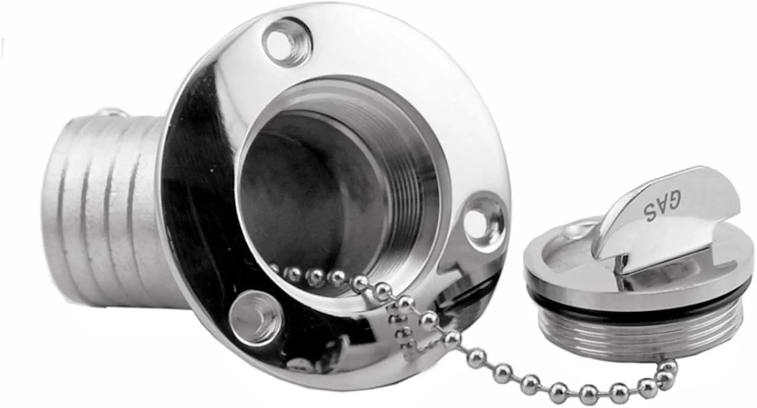 Marine Deck Filler/ Fill Keyless Cap， 316 Stainless Steel Elbow Boat Accessories Yacht Hardware (Type: Gas, 38mm/1.5inch)
