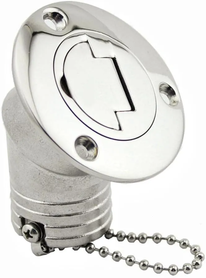 Marine Deck Filler/ Fill Keyless Cap， 316 Stainless Steel Elbow Boat Accessories Yacht Hardware (Type: Gas, 38mm/1.5inch)