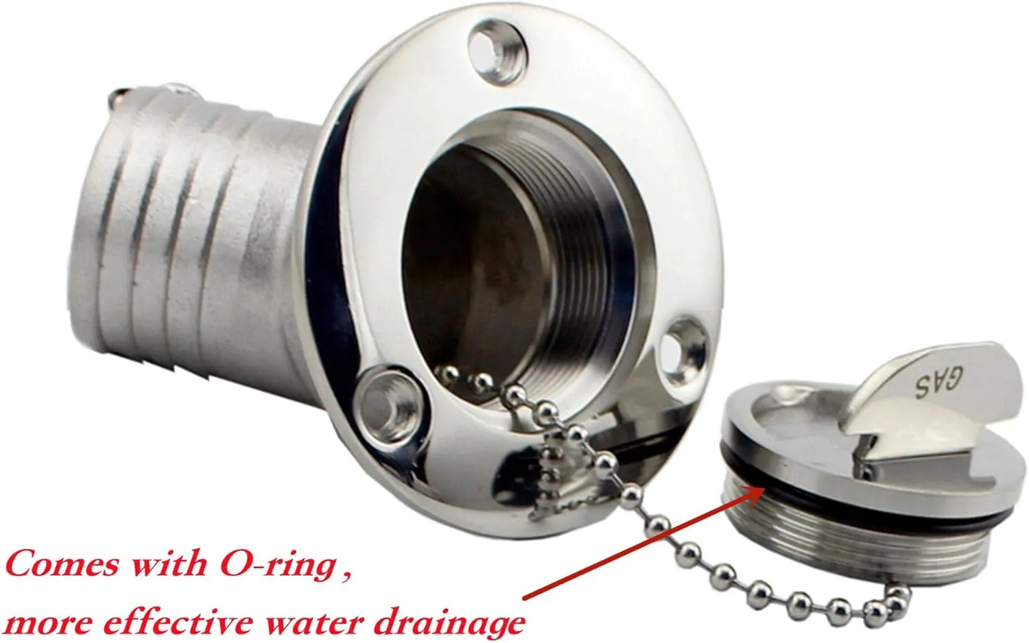 Marine Deck Filler/ Fill Keyless Cap， 316 Stainless Steel Elbow Boat Accessories Yacht Hardware (Type: Gas, 38mm/1.5inch)