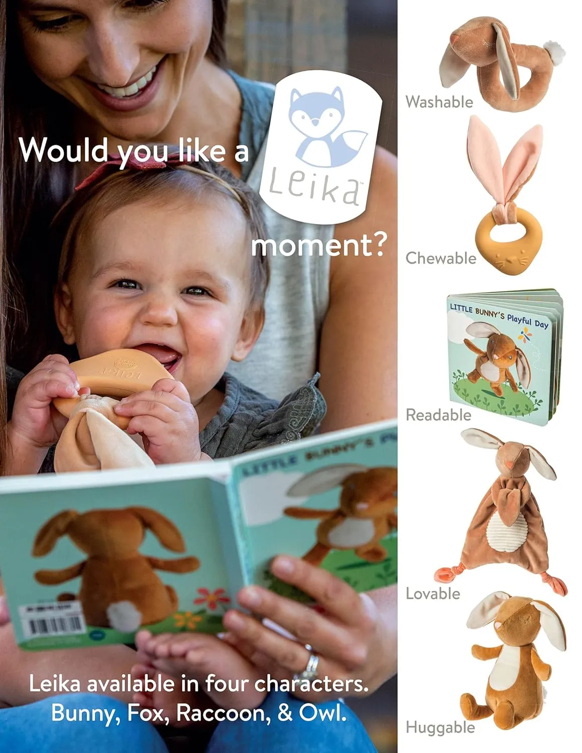 Mary Meyer Teething Toys Leika Silicone Baby Teether for Babies 0-12 Months, 9-Inches, Little Owl