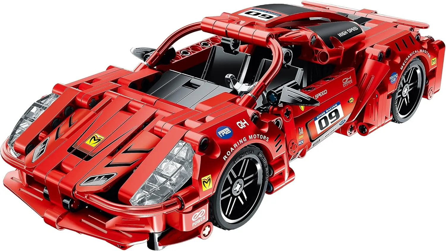 Mechanical Master - Super Car - Red 437pcs - Brick Model Vehicle, Building Blocks Activity Set, Pull Back Engine Sports Car