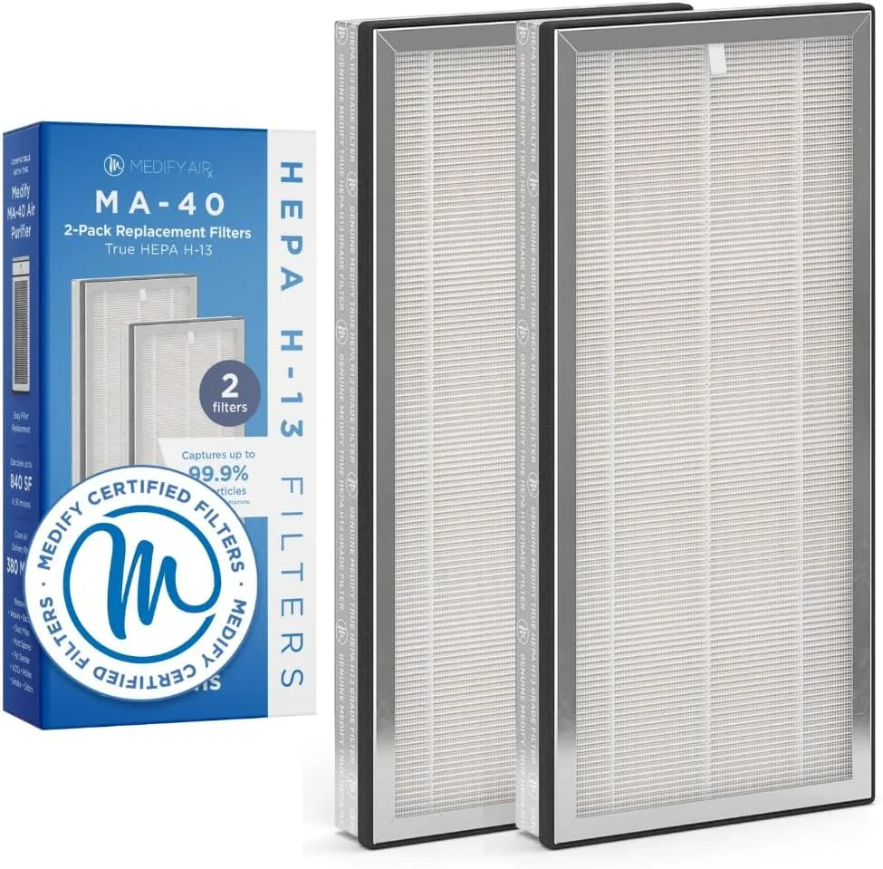 Medify Air Air MA-40 Air Purifier Medical Grade True HEPA H13 Genuine Replacement Filter (ME-40, 2-Pack)