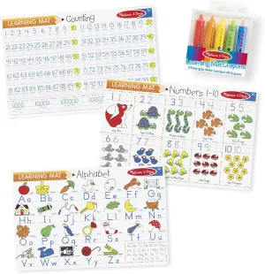 Melissa & Doug Alphabet and Numbers Placemats (Set of 3 Double-Sided Mats) With 5 Wipe-Off Crayons