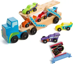 Melissa & Doug Race Car with Oversize Carrier Bundle with 1 Theme Compatible M&D Scratch Fun Mini-Pad (02759)