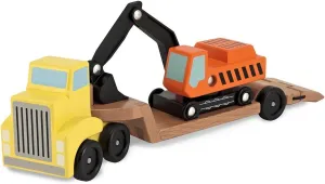 Melissa & Doug Wooden Trailer & Excavator & 1 Scratch Art Mini-Pad Bundle (04577)