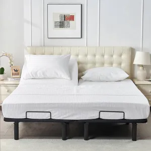 Mellowing Split Head Flex 800 TC Cal King Sheet Sets for Adjustable Beds-Split Top Cal King Sheets for Sleep Number Bed - 100% Egyptian Cotton 4 Pc Sheet Set (18" Deep, Cal King 28"- White Stripe)