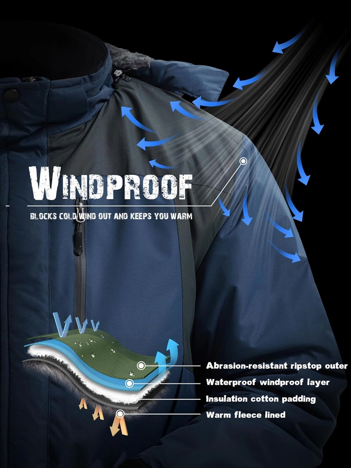 Men’s Skiing Jacket Waterproof windproof Rain Jackets with Hood