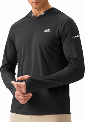 Men's Sun Protection Hoodie Shirt UPF 50  Long Sleeve Fishing Rash Guard UV SPF Summer Lightweight Hiking Shirt for Men