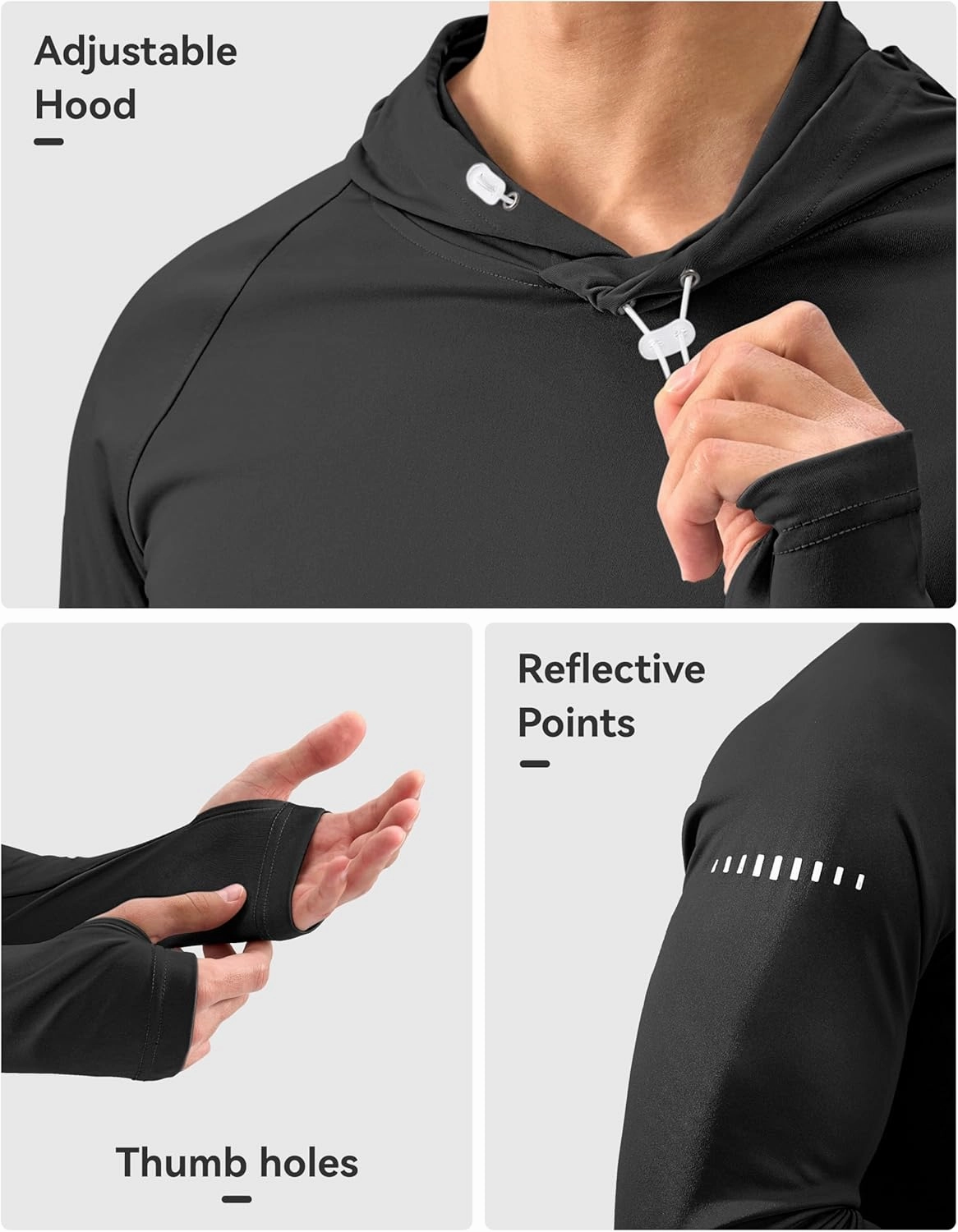 Men's Sun Protection Hoodie Shirt UPF 50  Long Sleeve Fishing Rash Guard UV SPF Summer Lightweight Hiking Shirt for Men
