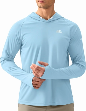 Men's Sun Protection Hoodie Shirt UPF 50  Long Sleeve Fishing Rash Guard UV SPF Summer Lightweight Hiking Shirt for Men