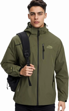 Men's Women's Waterproof Lightweight Rain Jacket Removable Hooded Windbreaker Raincoat Outdoor Windproof Casual