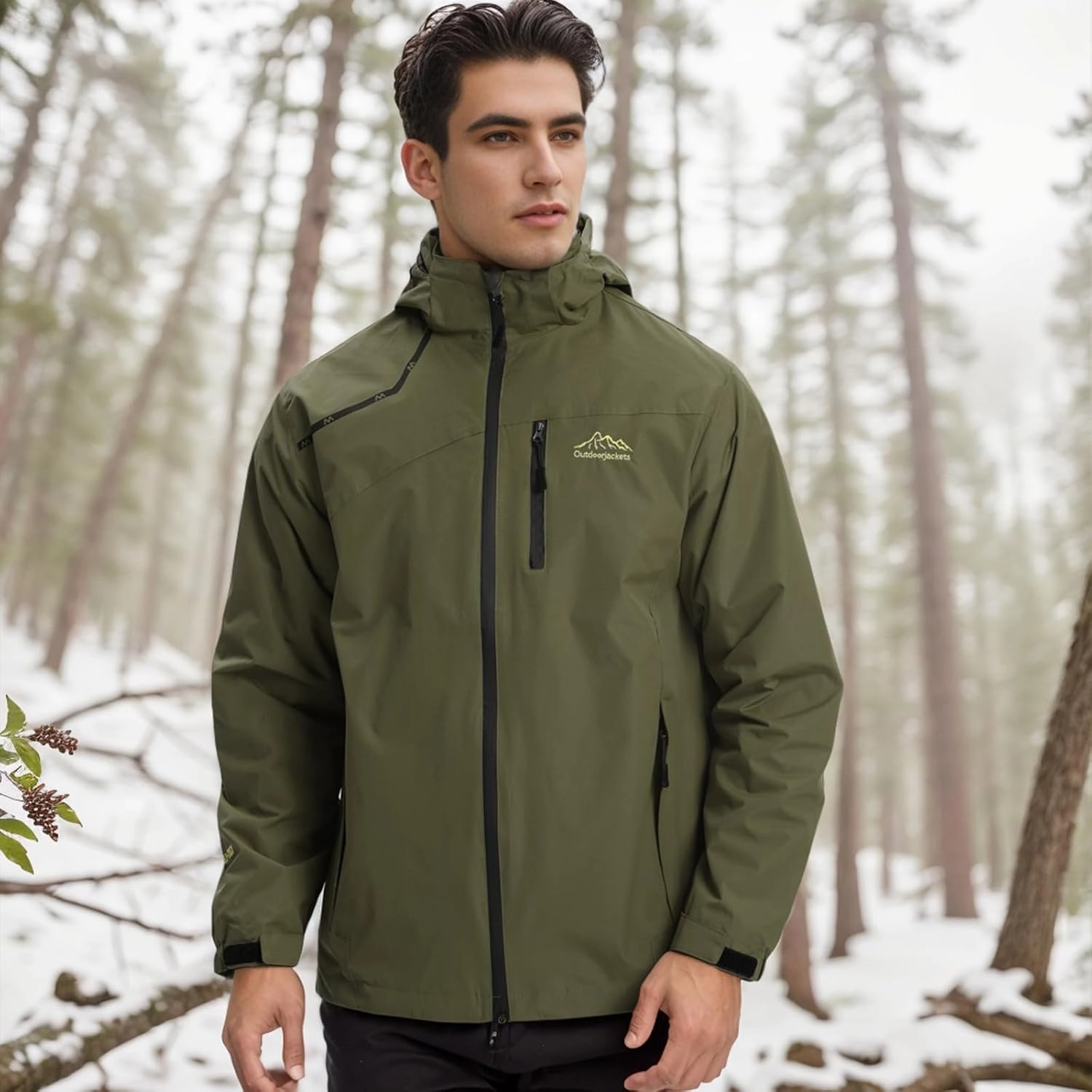 Men's Women's Waterproof Lightweight Rain Jacket Removable Hooded Windbreaker Raincoat Outdoor Windproof Casual