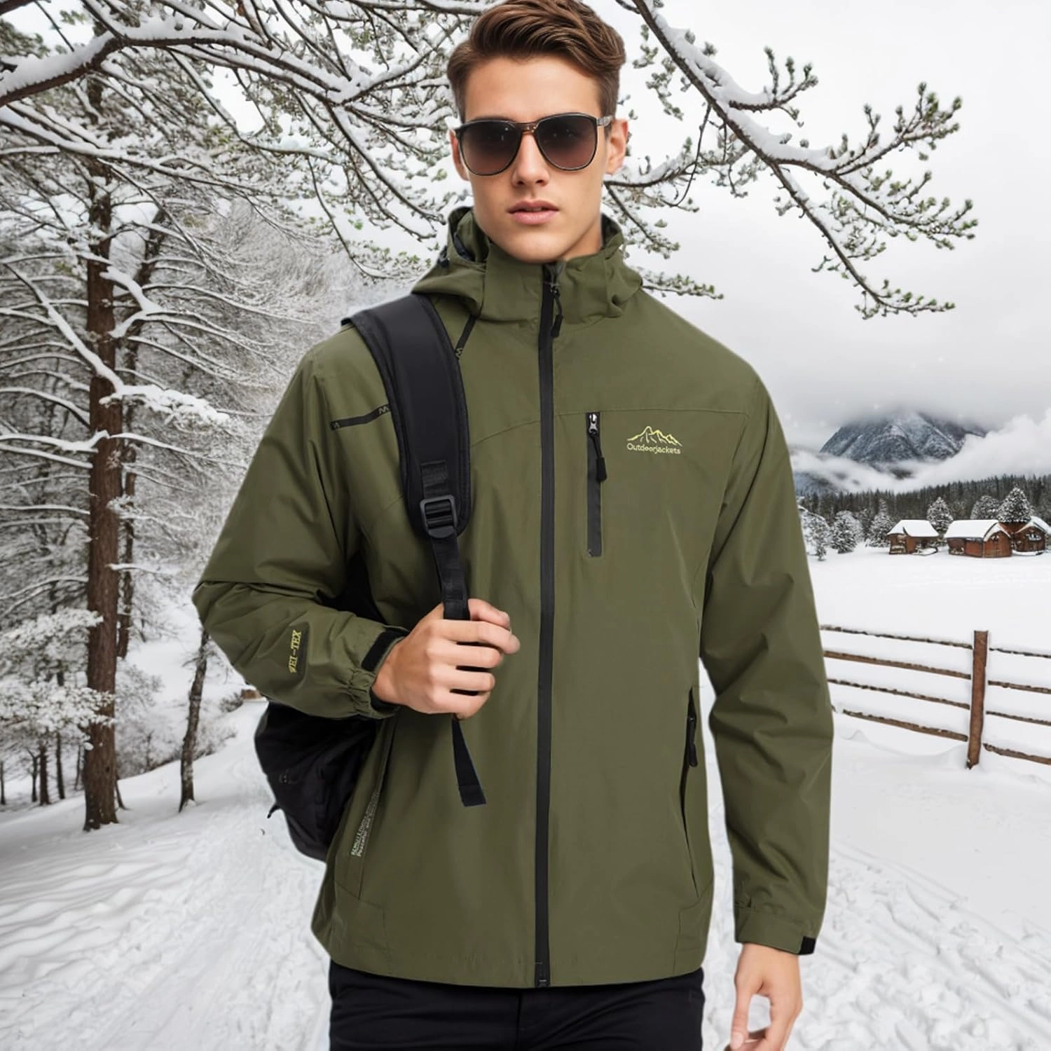 Men's Women's Waterproof Lightweight Rain Jacket Removable Hooded Windbreaker Raincoat Outdoor Windproof Casual