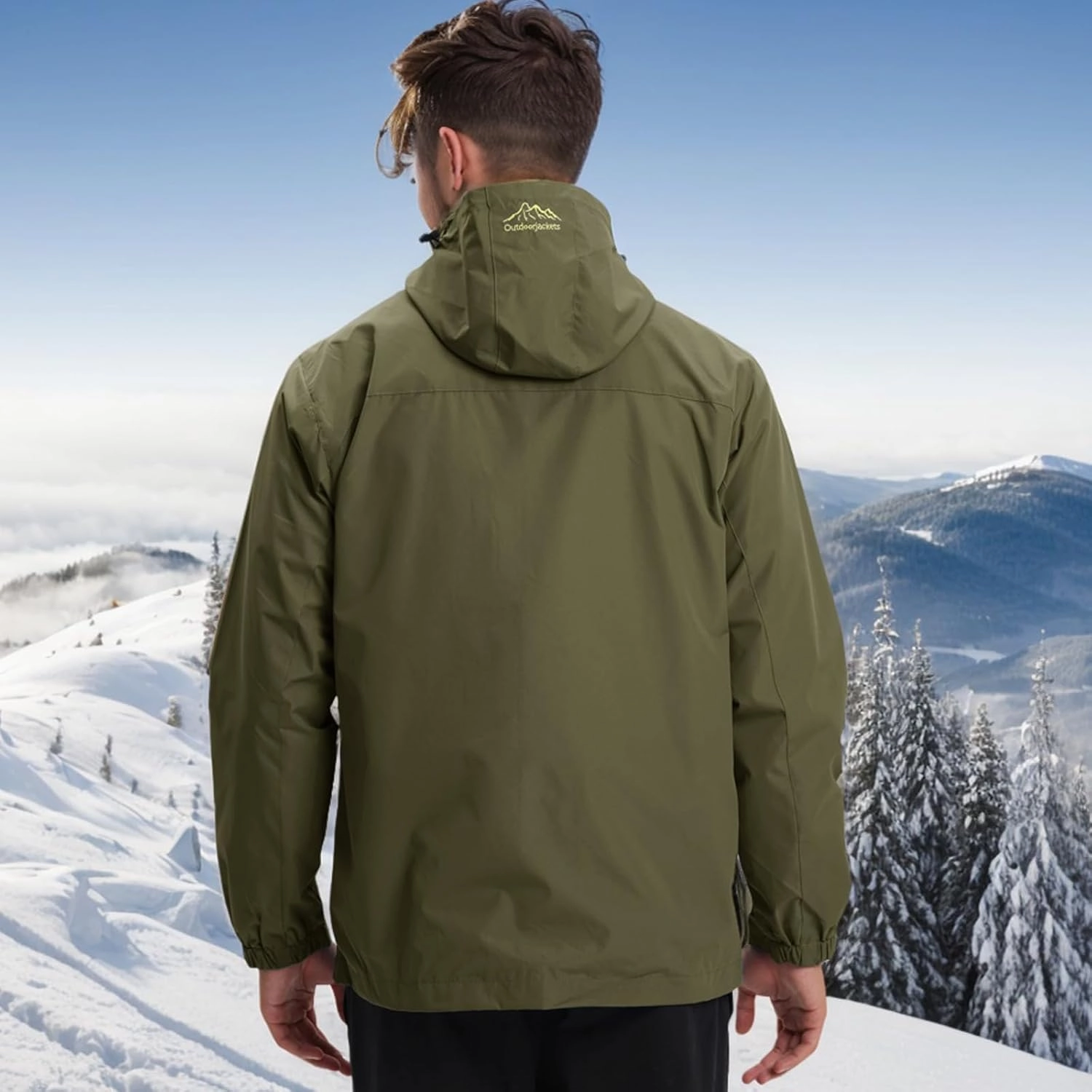 Men's Women's Waterproof Lightweight Rain Jacket Removable Hooded Windbreaker Raincoat Outdoor Windproof Casual