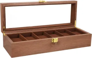 Mens Jewellery Box 6 Box Watch Storage Wooden Box Men Bracelet Watch Case Wooden Watch Display Case for Men Ring Watch Holders Vintage Watch Display Case Leather Bracelets Walnut Man Watch Box Buckle