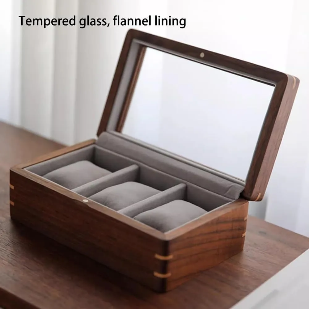 Mens Jewellery Box Watch Box, Men's Watch Display Collection Box, for Loved Ones, Fathers, Grandfathers, Watch Box for Storage and Display with Glass Top(Cherry Wood) Watch Gift Box