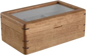 Mens Jewellery Box Watch Box, Men's Watch Display Collection Box, for Loved Ones, Fathers, Grandfathers, Watch Box for Storage and Display with Glass Top(Cherry Wood) Watch Gift Box