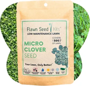 Micro Clover Seed, Organic Coated, Eco-Friendly, Low Growing, Low Maintenance, Lawn Alternative, Compostable Pouch, Over-Seed up to 500 sqft