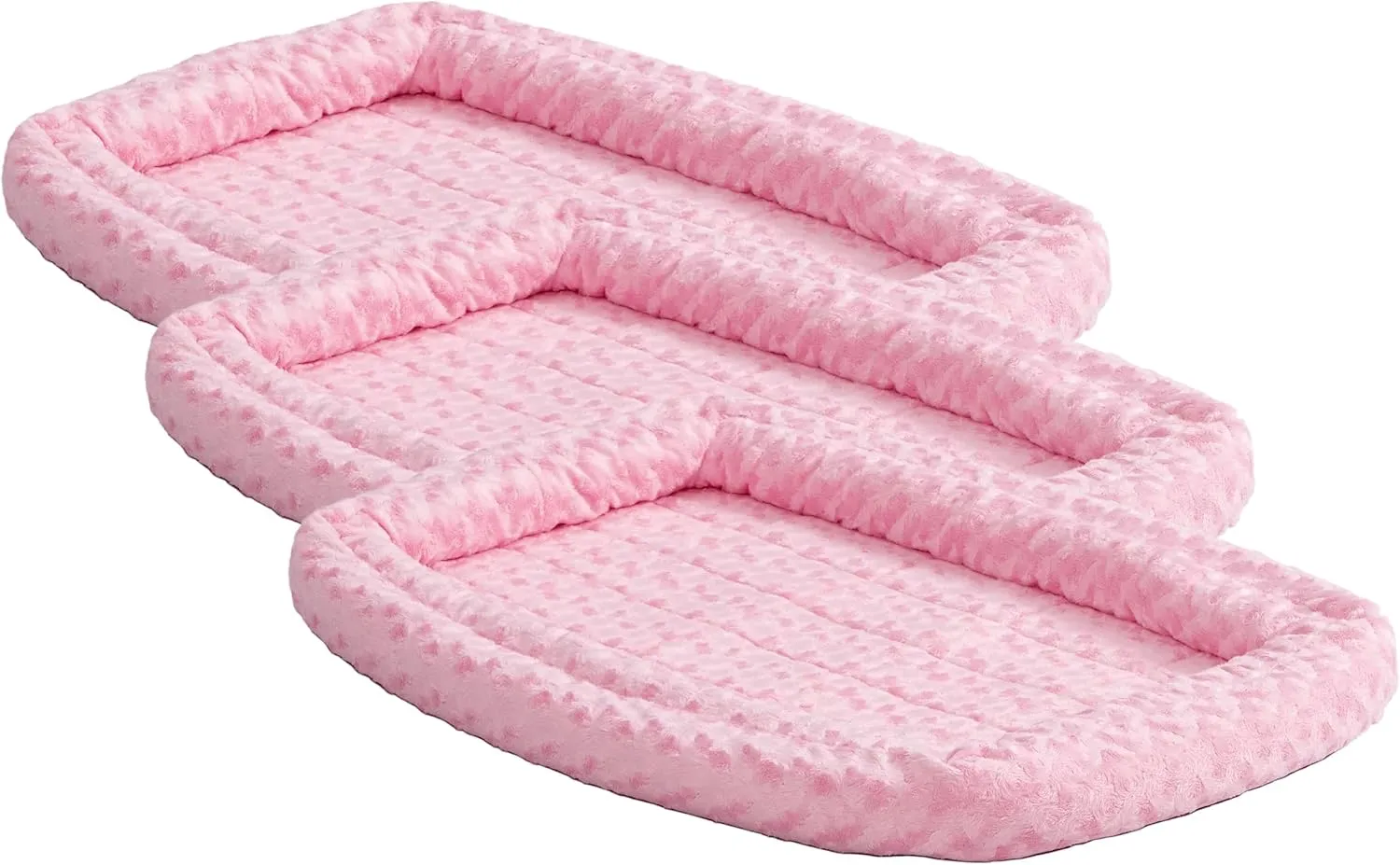 Midwest Homes for Pets Double Bolster Pet Bed | Pink 22-Inch Dog Bed Ideal for XS Dog Breeds & fits 22-Inch Long Dog Crates (Pack of 3)