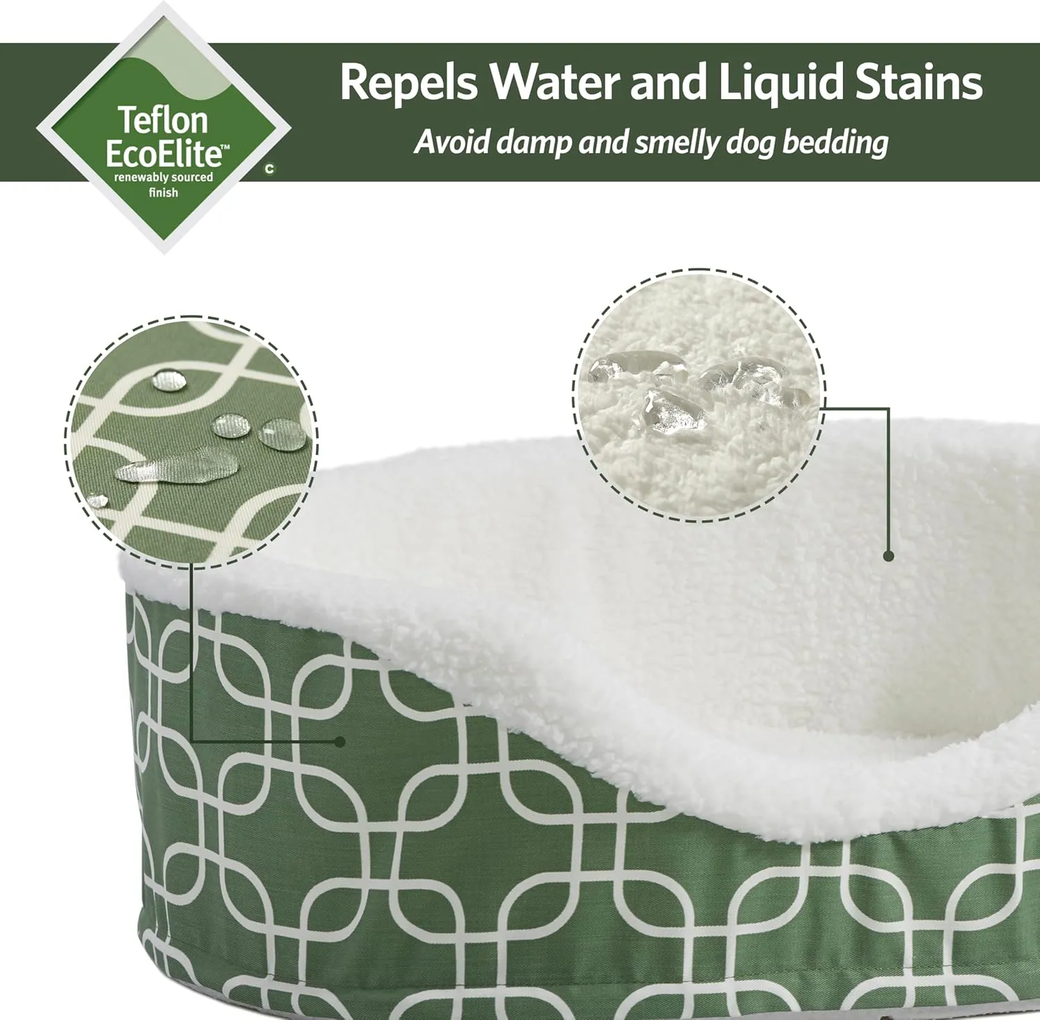 MidWest Homes for Pets Orthoperdic Egg-Crate Nesting Pet Bed w/Teflon Fabric Protector, Medium Green