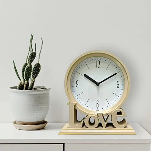Milaan Geometric Table Clock Decorative Battery Powered Living Room Ornament Pink