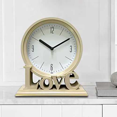 Milaan Geometric Table Clock Decorative Battery Powered Living Room Ornament Pink