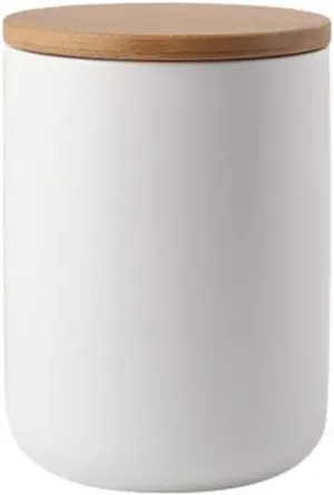 MilkyWay Food Storage Jar Strong Ceramic Storage Canisters with Airtight Seal Bamboo Lid Modern Design Seal Damp-Proof Kitchen Jar for Coffee, Tea, Spice and More (White(M: 27oz/800ml))