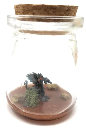 Mini Desk Pet Dragon Blue and Orange in Glass Terrarium Adoption Certificate Included