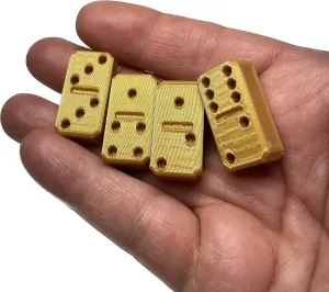 Mini Domino Set - Handmade - with Travel Bag - 1-1/8 Inches Tall - Caramel Color