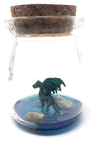Mini Pet Water Dragon Blue Green with Adoption Certificate Funny Unique Desk Decor