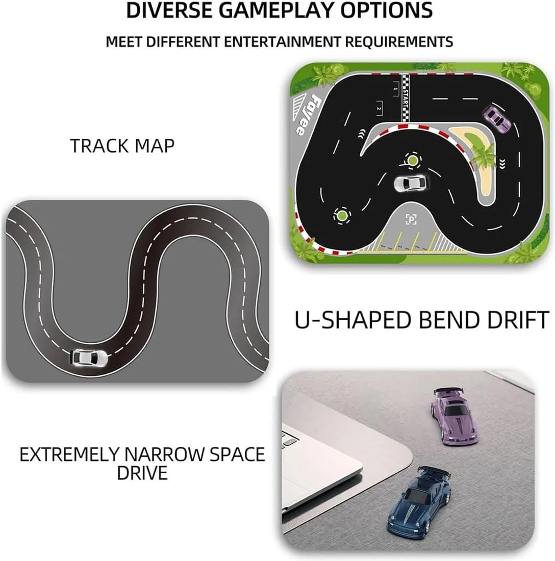 Mini RC Drift Car, Desktop 1:64 Scale 15 Km/h 4WD 2.4Ghz Remote Control RC Racing Drift Sports Car with LED Lights Hobby Gift for Adults Enthusiasts