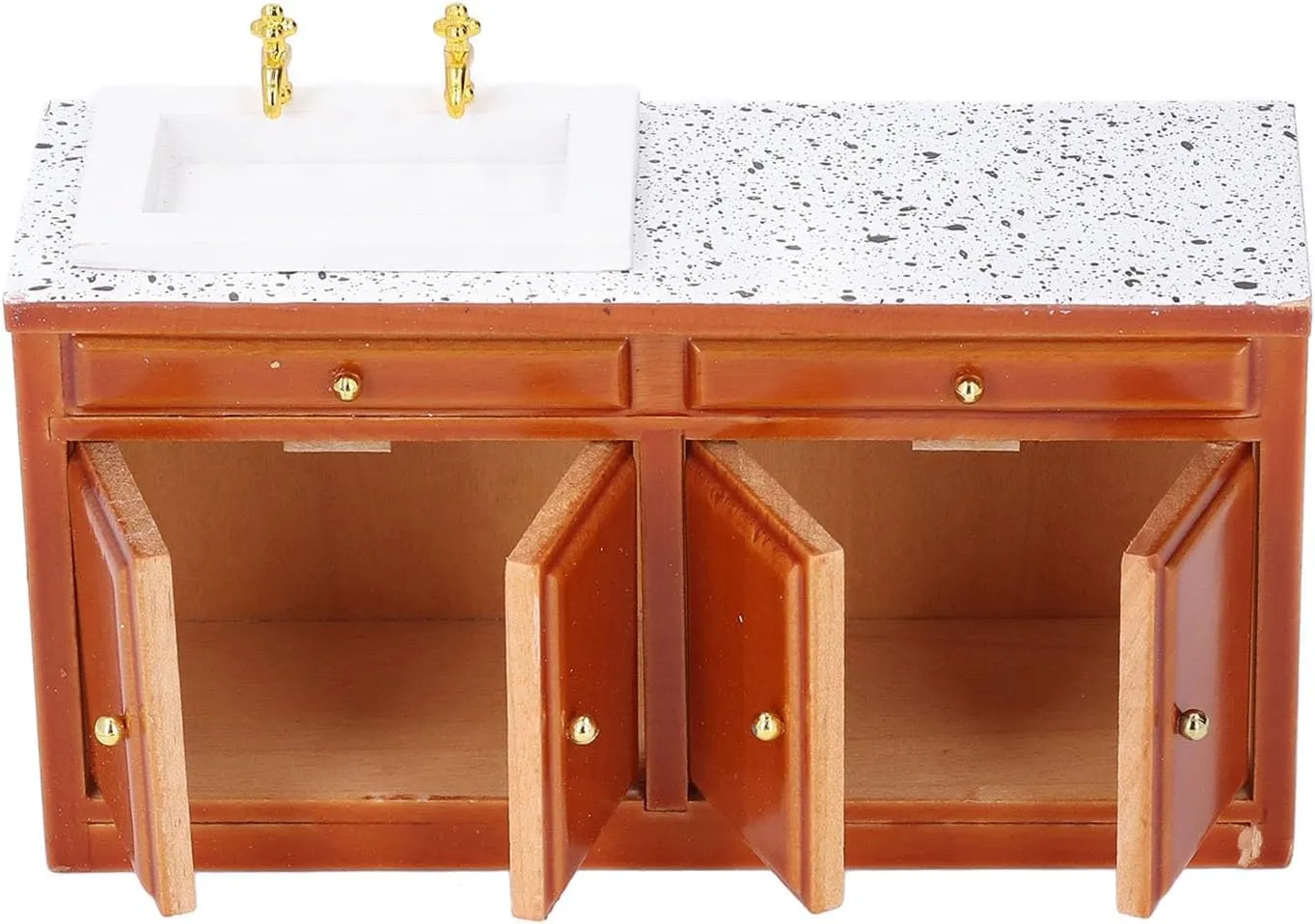 Miniature Dollhouse Sink Cabinet with Marble Countertop 1:12 Dollhouse Furniture for Kitchen Decor