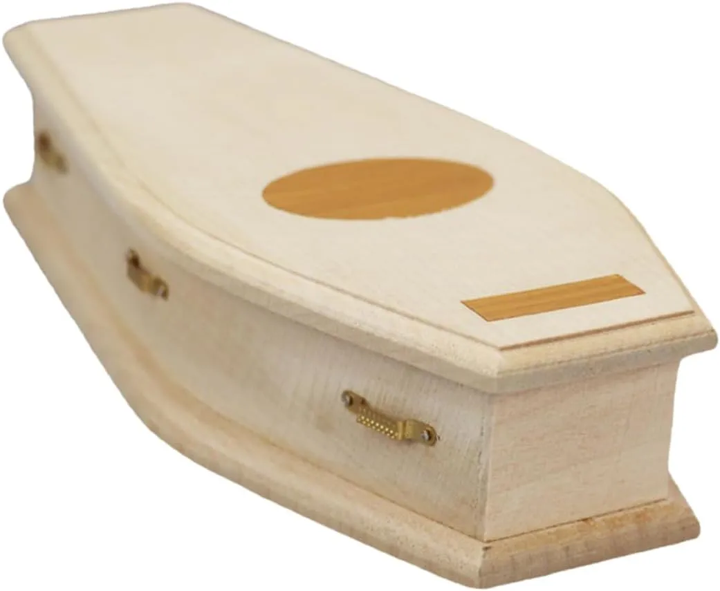 Miniature Wooden Coffin Model Delicate Fairy Decoration for Dollhouse Landscape Keepsake Casket for Weddings Pet Memorials Scale Unfinished Wooden Craft