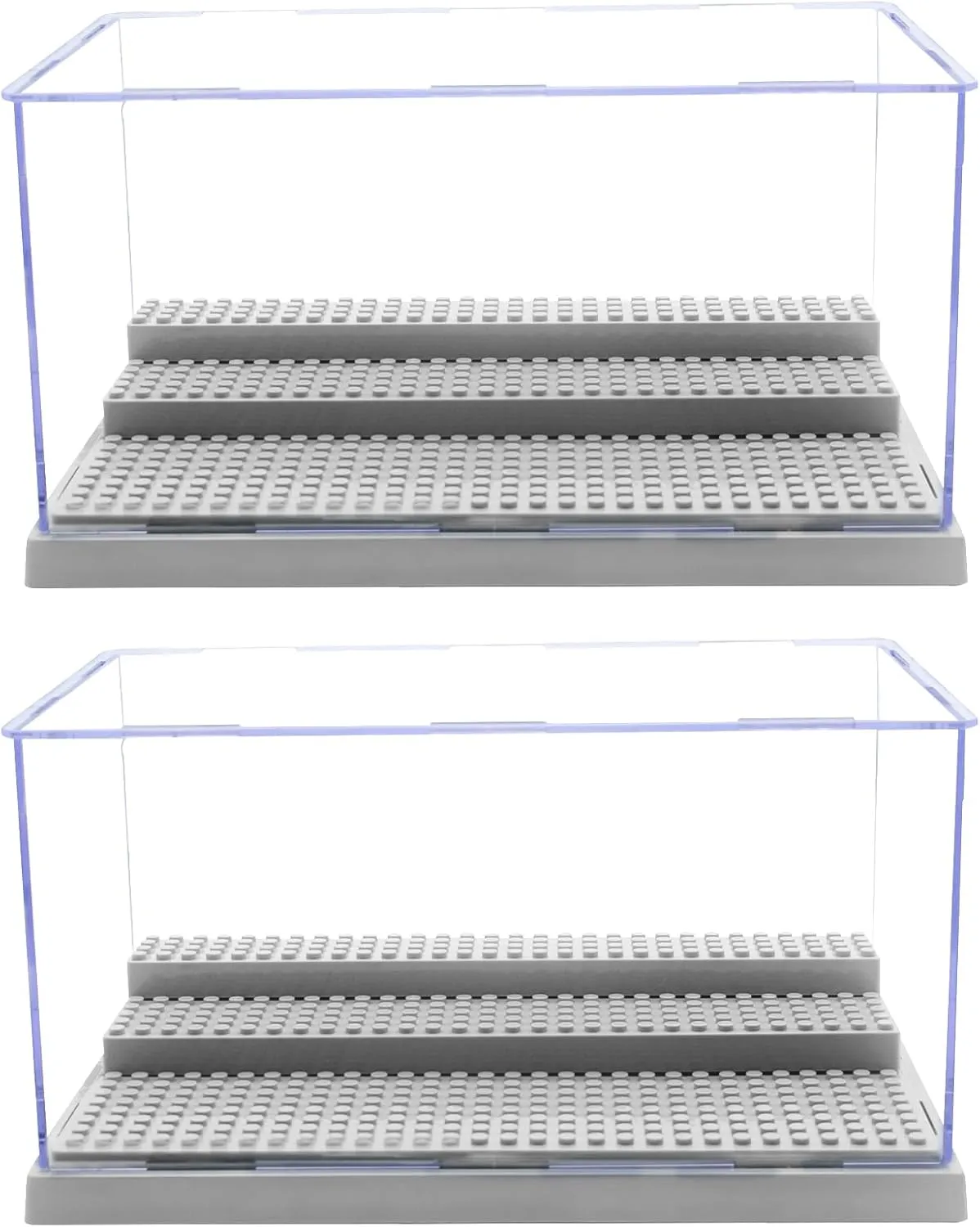 Minifigure Display Case for Action Figures Blocks, Dustproof Acrylic Display Box Storage with 3 Movable Steps for Collection Models Minifigures, Bricks Blocks Toys