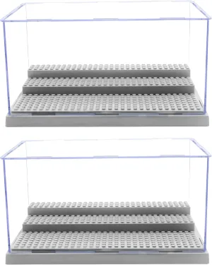 Minifigure Display Case for Action Figures Blocks, Dustproof Acrylic Display Box Storage with 3 Movable Steps for Collection Models Minifigures, Bricks Blocks Toys