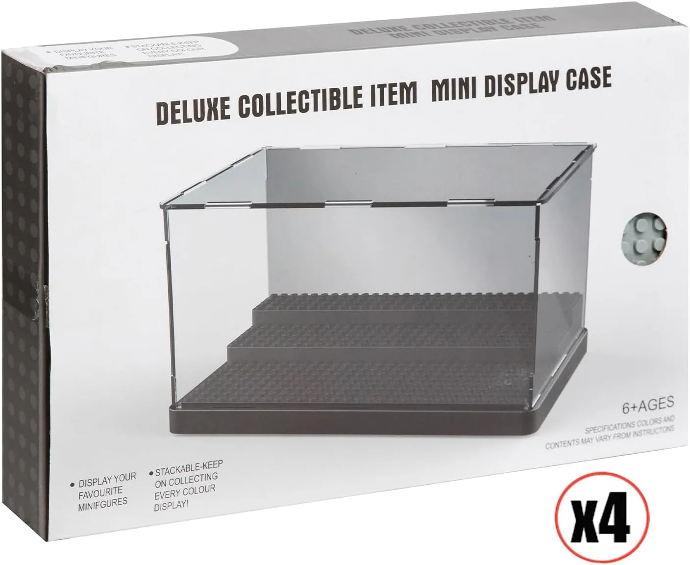 Minifigure Display Case for Action Figures Blocks, Dustproof Acrylic Display Box Storage with 3 Movable Steps for Collection Models Minifigures, Bricks Blocks Toys