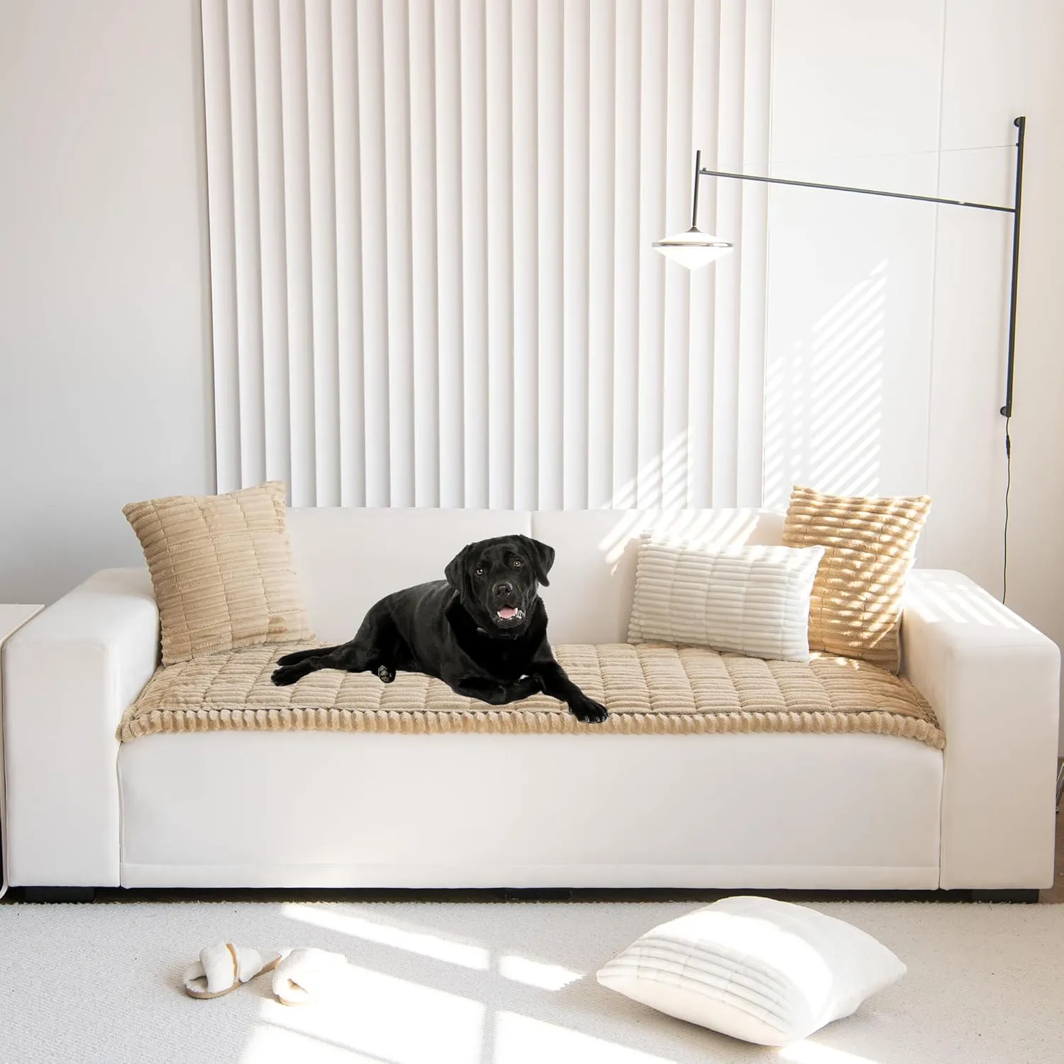 Mivnue Pet Couch Cover, Couch Covers for Dogs, Washable Dog Sofa Covers Couch Protector, Fuzzy Non Slip Couch Slipcover Pet Friendly (Brown, 27.6" x 59.1")