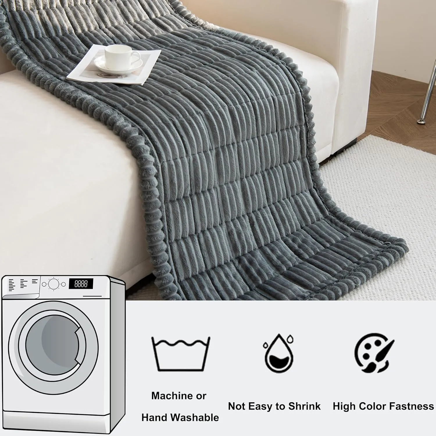 Mivnue Pet Couch Cover, Couch Covers for Dogs, Washable Dog Sofa Covers Couch Protector, Fuzzy Non Slip Couch Slipcover Pet Friendly (Dark Grey, 27.6" x 59.1")