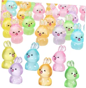 Mobestech 84pcs Miniature Bunny Figurines Resin Decorations for Garden Home Study Adorable Glow Dark -eared for Cute Decor
